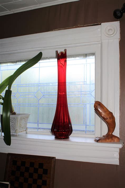 Large Red Glass Vase 25 Vintage Mid Century Modern Swung Glass