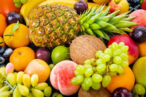 Composition With A Lot Of Differrent Fruits Exotic Fruits Stock Photo