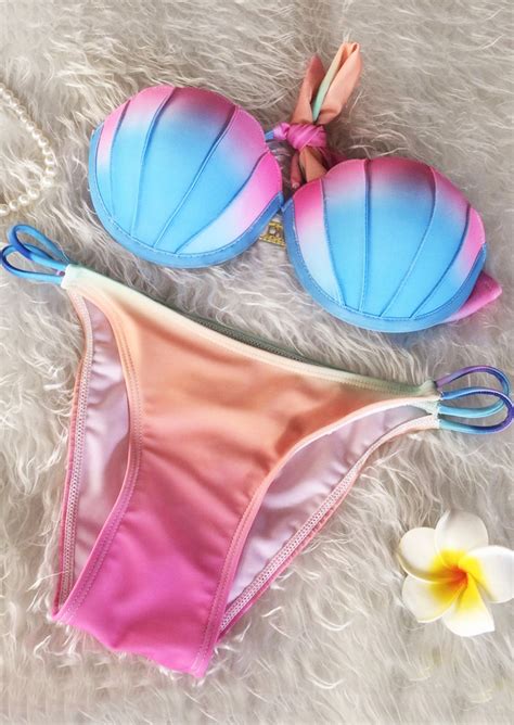 Multicolor Shell Shaped Sexy Bikini Set Bellelily