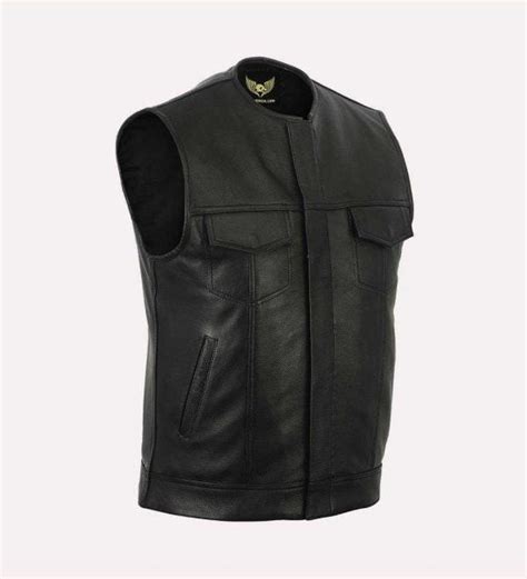 Sons Of Anarchy Collarless Waistcoat Biker Leather Vest