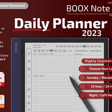 Boox Note Air Templates Daily Journal 2022 2023 Instant Etsy Uk