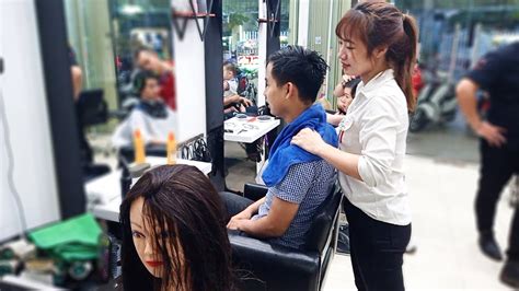 Vietnam Barber Shop Asmr Massage Face And Wash Hair With Beautiful Girl At Nhat Hair Salon
