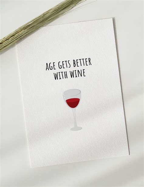 Funny Wine Birthday Card Bday Card For Wine Lovers Age Gets Etsy Wine Birthday Cards Funny