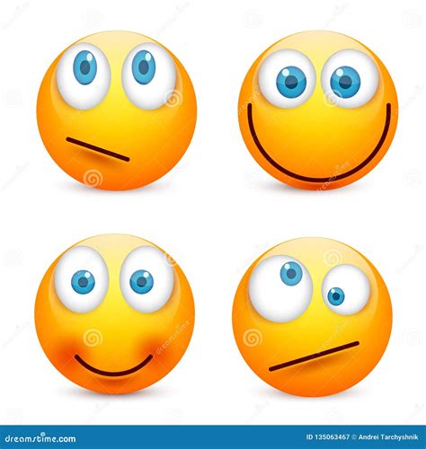 Smileyemoticon Set Yellow Face With Emotionsmood Facial Expression