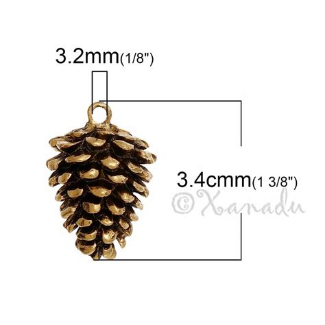 Pine Cone Charms Mm Antiqued Gold Plated Autumn Pendants C