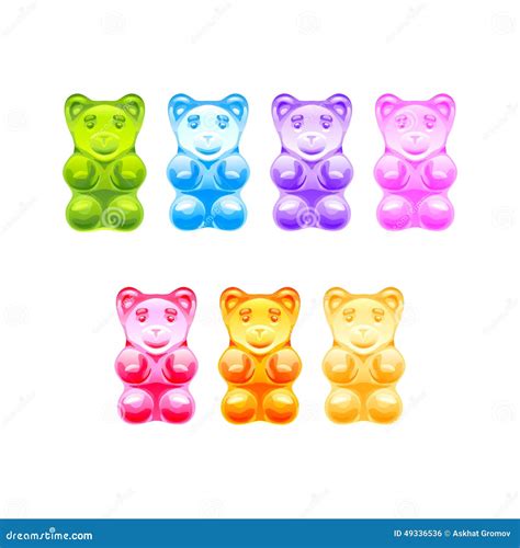 Set Of Bright Colored Gummy Bears Vector Stock Vector Illustration Of Assorted Bright 49336536