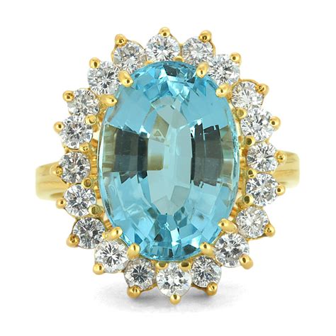 Estate Large Blue Topaz And Diamond Ring Over 8 Cts Only 995