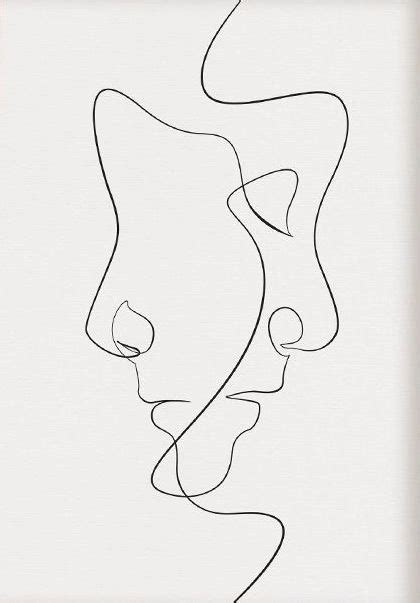 The Three Faces Line Art Affiche Line Art Drawings Abstract Face Art