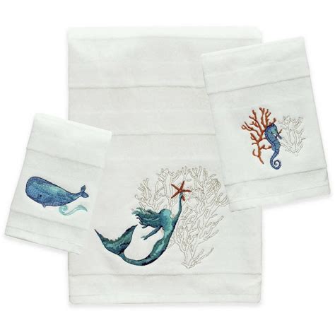 The Bacova Sea Splash Bath Towel Collection Features Embroidered