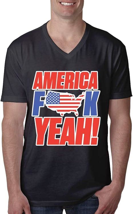 America Fuck Yeah T Shirt Gentlemen Short Sleeve V Neck T Shirts Funny Novelty Top S