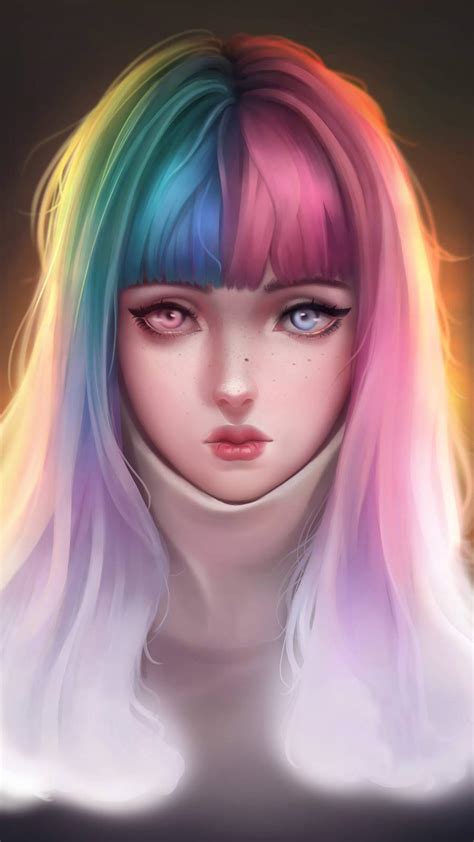 More images for egirl wallpaper iphone » Anime Girl Colorful Hairs iPhone Wallpaper - iPhone ...