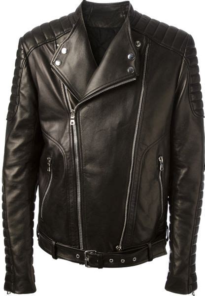 Balmain Leather Biker Jacket In Black For Men Lyst