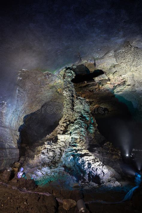 Lava Column At The Manjanggul Lava Tube Cave On Jeju Island Stock Photo