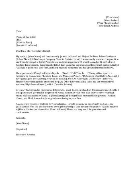 Wells fargo private bank trainee level 2. Cover Letter Template Investment Banking | Cover letter ...