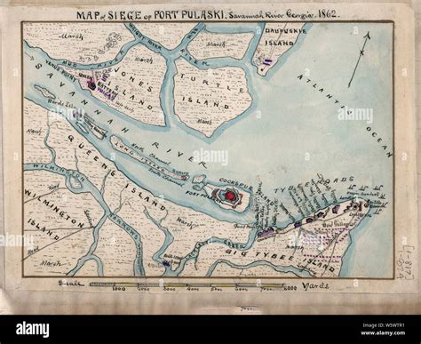 Civil War Maps 0799 Map Of Siege Of Fort Pulaski Savannah River Georgia