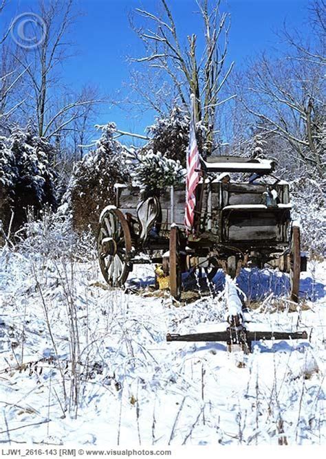 Flag On Wagon Winter Scenes Farm Wagons Old Wagons