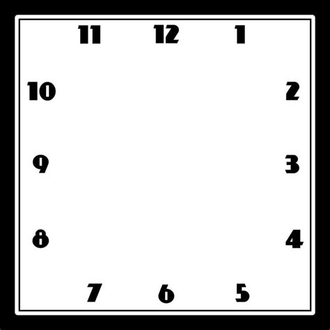 A Black And White Square Clock With Numbers On Its Sides In The Middle