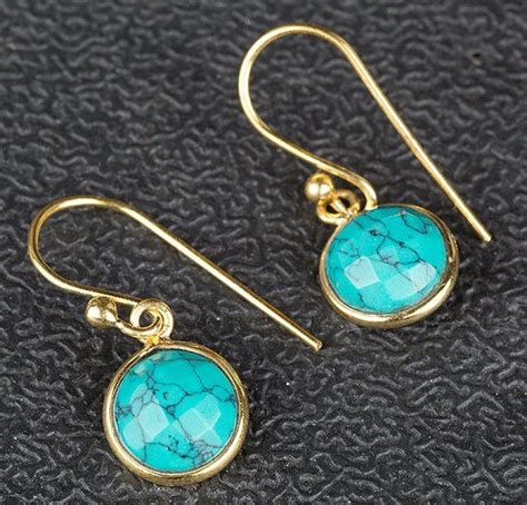 Turquoise Earring Gold Plated Sterling Bridal Gift Turquoise Earrings