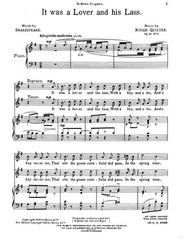 It Was A Lover And His Lass Op 233 Soprano And Tenor And Piano Sheet Music By Roger Quilter Nkoda