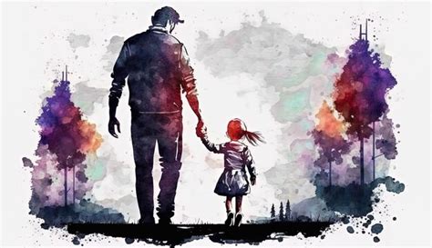 Premium Ai Image A Watercolor Painting Of A Father And Daughter