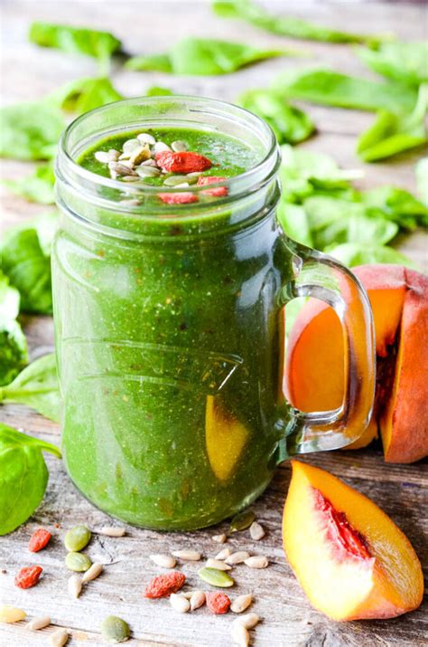 Super Healthy Spinach And Peach Smoothie Larder Love