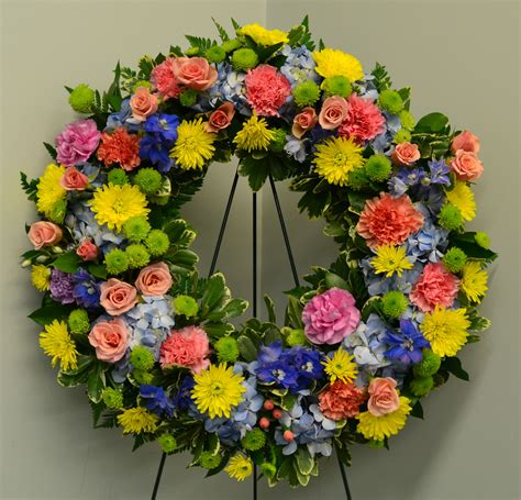 Evans Vibrant Blooms Funeral Wreath In Peabody Ma Evans Flowers
