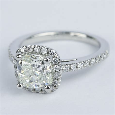 1.24 ct cushion cut real diamond engagement ring 14k white gold size l m n o p q. Square Halo Cushion Diamond Engagement Ring (1.80 ct.)