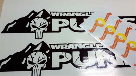 The Punisher Edition Version 2 Hood Decals Custom Set For Jeep
