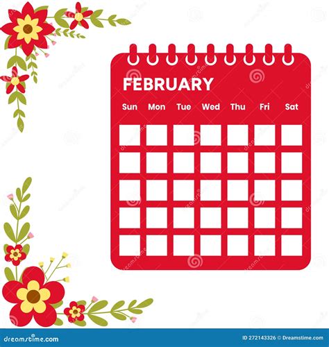 February Month Calendar Colorful February Month Calendar Stock