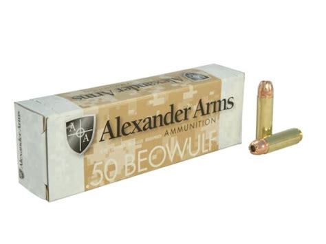 Alexander Arms Ammunition 50 Beowulf 350 Grain Hornady XTP Jacketed