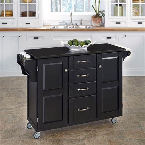 Solid bamboo with granite top. Home Styles Create-a-Cart Black Kitchen Cart With Black ...