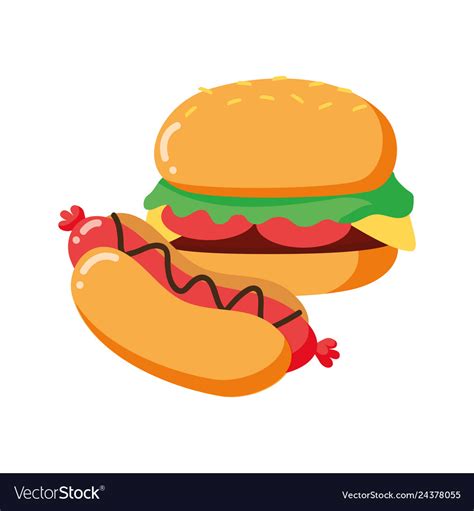 Burger And Hot Dog Royalty Free Vector Image Vectorstock