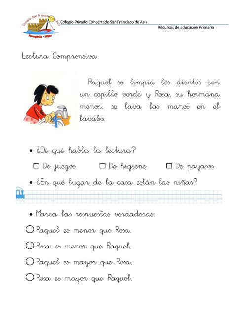 Comprension De Lectura Pdf Primaria