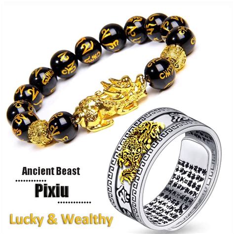 Brings Good Health Wealth Pixiu Feng Shui Obsidian Bracelet Bring