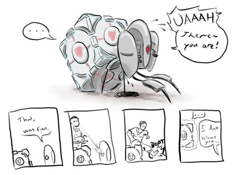 Chell Turret And Weighted Companion Cube Portal Danbooru