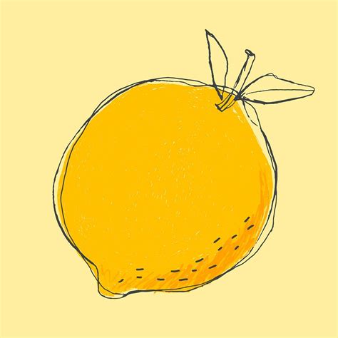 Cute Doodle Art Lemon Vector Fruit Free Image By