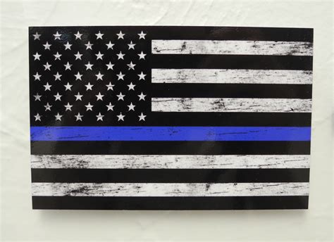 Thin Blue Line American Flag Distressed Wood Appearance Decal Etsy