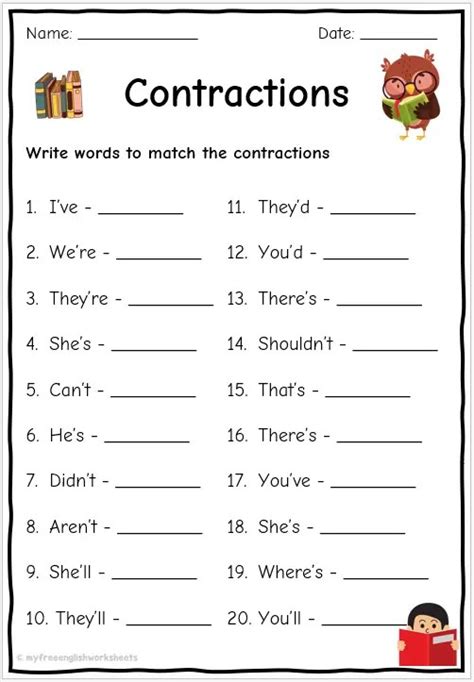 Contractions With Will Worksheets Worksheeto The Best Porn Website