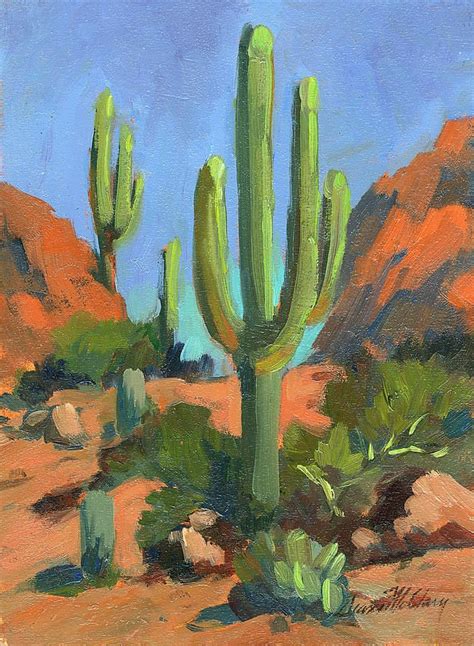 Desert Morning Saguaro By Diane Mcclary Cactus Paintings Desert Art
