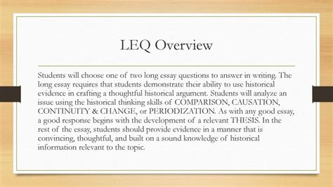 Long Essay Question LEQ Ppt Download