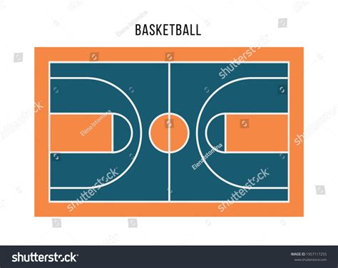 Basketball Court Top View Blue Orange Stock Vector Royalty Free