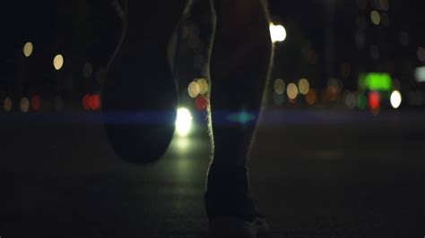 The Man Running Through Night City Slow Stock Footage SBV-338702588