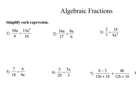 Gcse Maths Revision Algebraic Fractions Teaching Resources