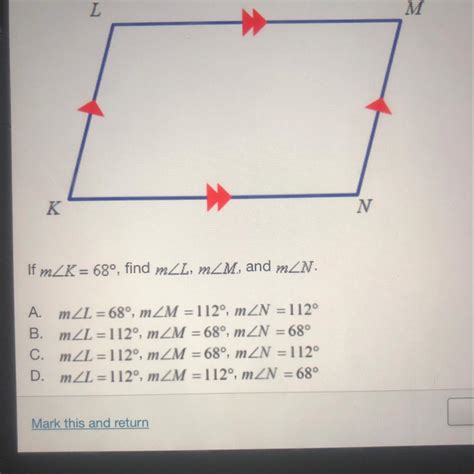 If M Angle K68 Find M Angle L M Angle M And M Angle N