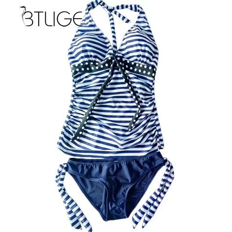 Btlige L 3xl Striped Swimwear Women Plus Size Padded Tankini Maternity Bikinis 2017 Pregnant