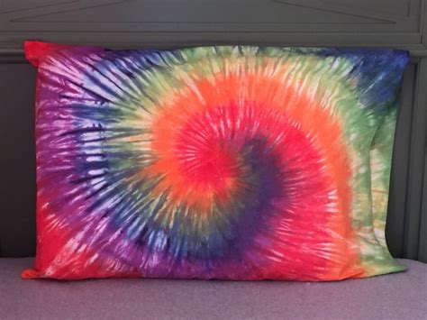 Spiral Tie Dyed Pillowcase Rainbow With Red And Blue Etsy In 2023