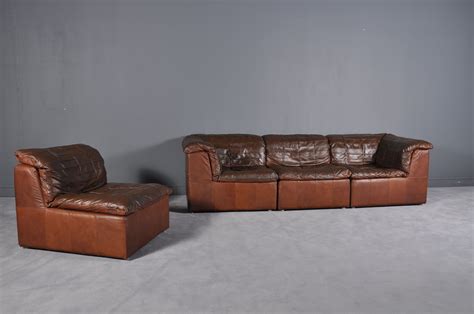 Vintage modular sofa, 1970s, set of 5 for $2,662.00 (7/24/2021). Vintage cognac leather patchwork modular sofa from Laauser ...