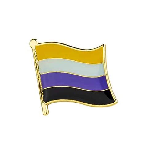 Non Binary Enby Pride Wavy Flag Pin ⋆ Pride Shop Nz Free Shipping