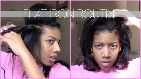 Flat Iron Routine On Relaxed Hair Youtube