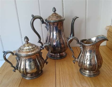 Gorham Silver Tea Service Set Of 3 Epns Teapot Creamer Sugar